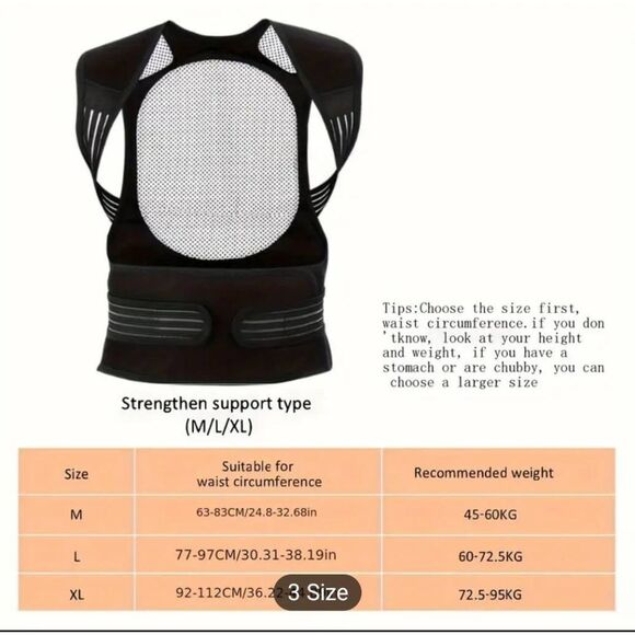 Back magnet 🧲 vest 🦺 w hot compress waist & back support brace corrector - Picture 6 of 10
